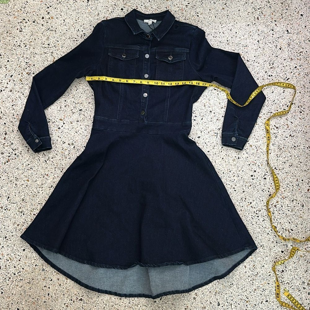 A Loves A dark denim a line mini dress snap front m  medium